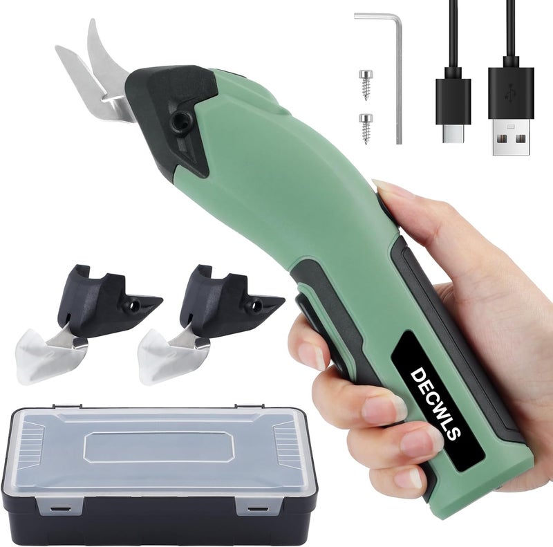 Decwls Cordless Electric Scissors for Fabric, 4V Rechargeable Cardboard Scissors with 3 Replaceable Sharp Blades, Electric Shears for Cutting Fabric, Cardboard, Carpet, Leather, Felt - Image 1